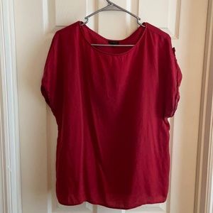 Talbots Red silk 16 S/S Top w/ button detail